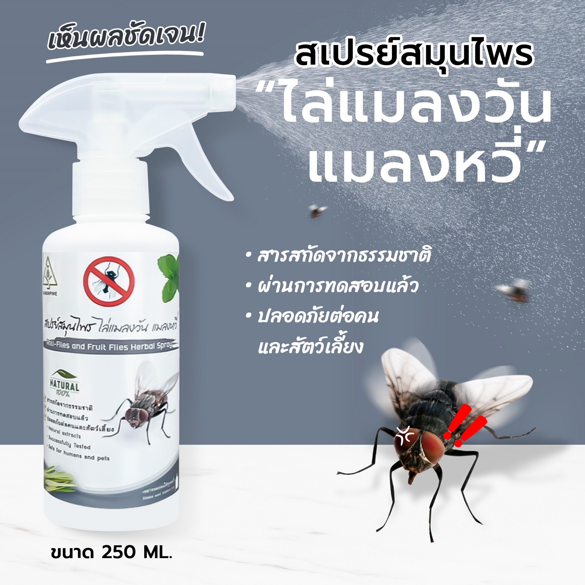 (ขายดี 1) SAMUNPINE สเปรย์สมุนไพร ไล่แมลงวัน แมลงหวี่ สารสกัดจากธรรมชาติ ขนาด 250 ml. (แมลงวัน แมลงหวี่ หายไปทันทีหลังใช้) ราคา 149 บาท*ส่งฟรี