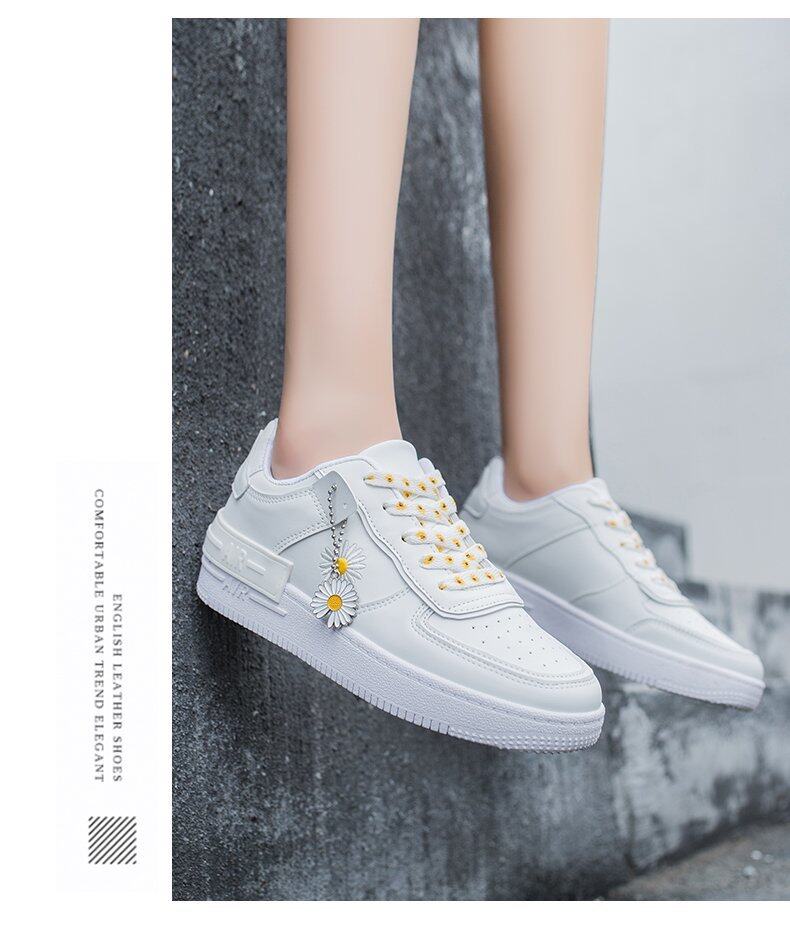 Pioneer Store 2022 mới giày thể thao daisy nhỏ thoáng khí của phụ nữ Hồng Kông phong cách macaron giản dị giày trắng 14