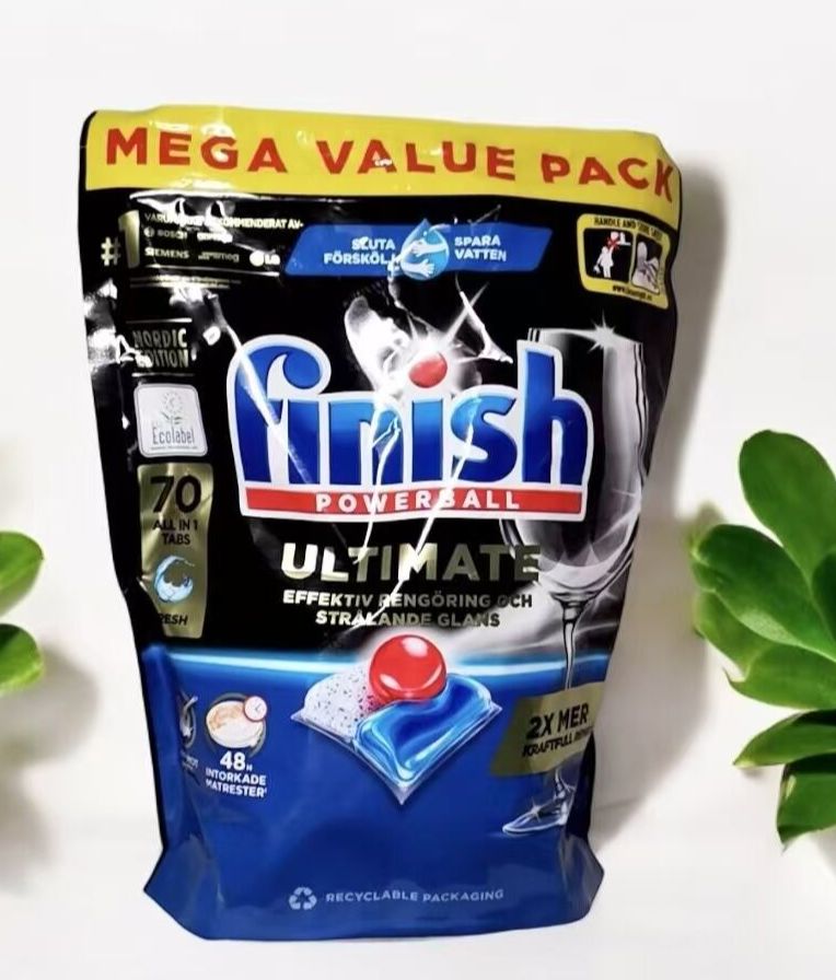 Finish ลูกบอลเจลน้ำยาล้างจาน 70 tabs all in1 Quantum Ultimate ก้อนล้างจาน​ เม็ดน้ำยาเครื่องล้างจาน ลูกเจลบอล ราคา 715 บาท*ส่งฟรี