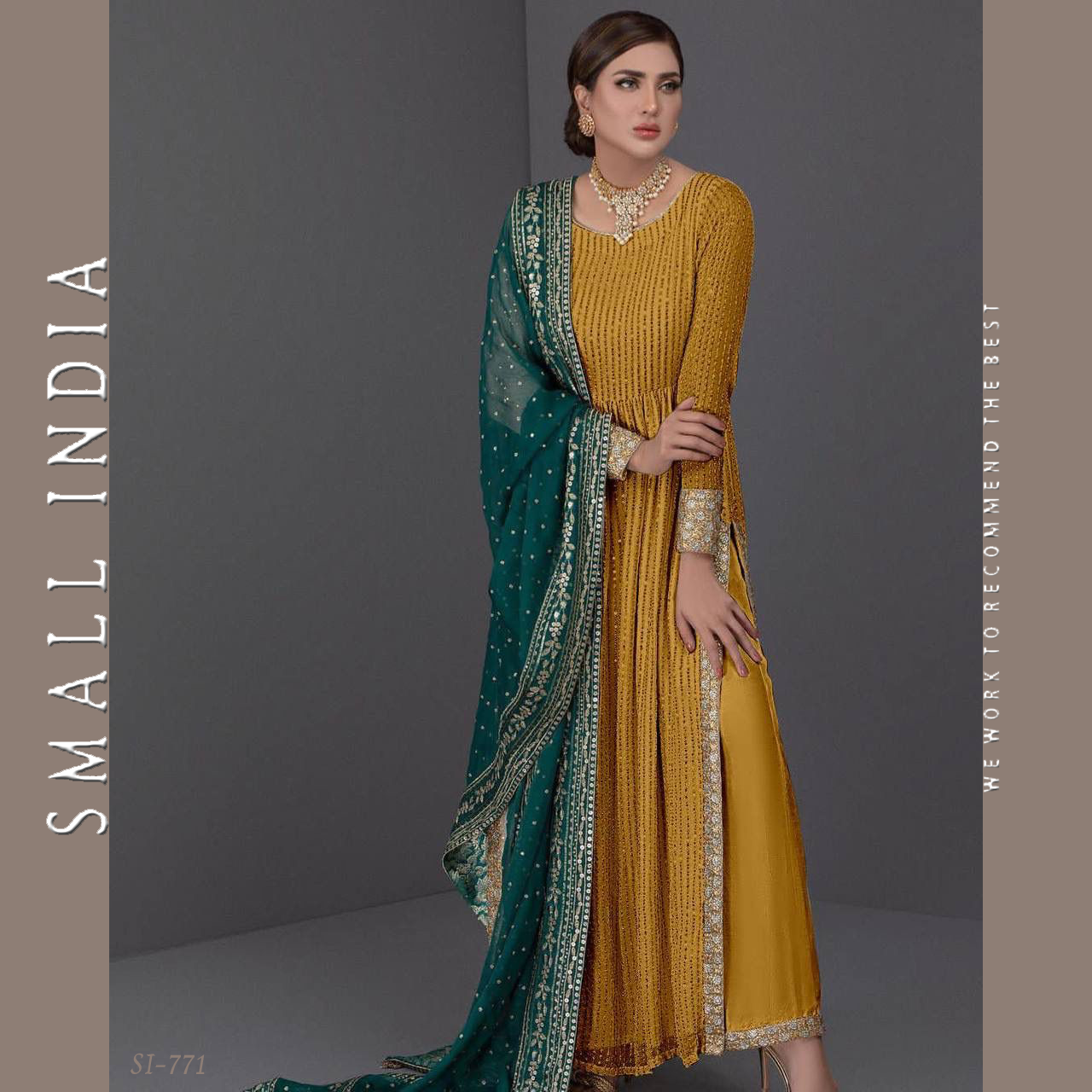 {**ส่งฟรี**} SMALL INDIA 💖✨ Faux Georgette Sequence Pallazo Suit Set ชุดเซ็ทเสื้อกางเกง 💖✨ Women Suit Set ราคา 3,770 บาท*ส่งฟรี