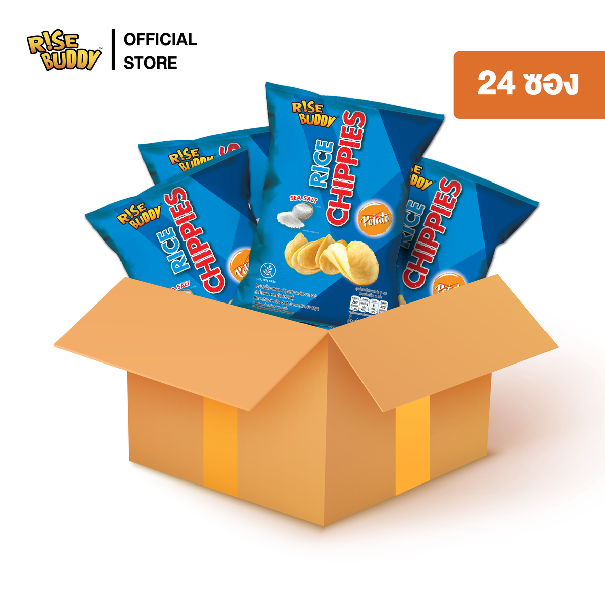 (24 pcs) RISE BUDDY RICE CHIPPIES flavor SeaSalt ราคา 553 บาท*ส่งฟรี