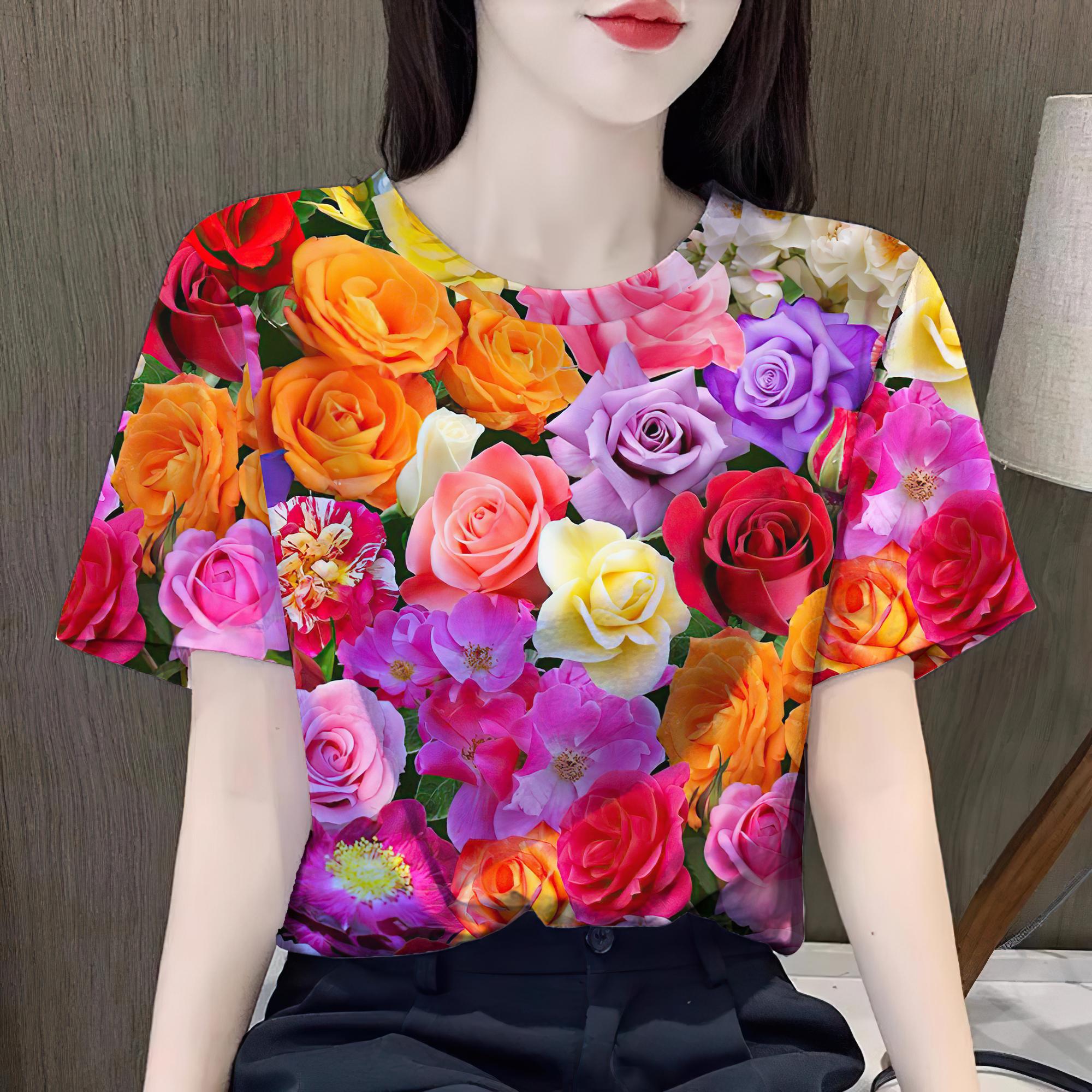 2568 Songkran shirt, floral shirt, women's set, Hawaiian shirt, Songkran flower shirt, women's crop top ราคา 98 บาท*ส่งฟรี