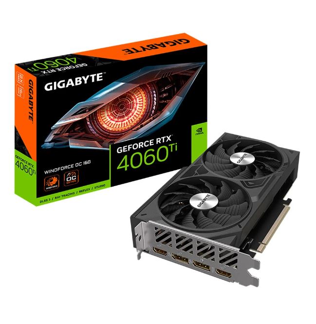 VGA (การ์ดแสดงผล) GIGABYTE GEFORCE RTX 4060 TI WINDFORCE OC 16G - 16GB GDDR6 (GV-N406TWF2OC-16GD) ราคา 19,380 บาท*ส่งฟรี