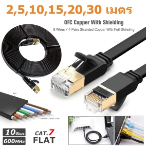 ภาพหน้าปกสินค้าสายแลน CAT7 แบบแบน ยาว 2m 5m 10m 15m 20m 30m CAT 7 Ethernet Cable RJ45 cat 7 cable rj 45 Network Cable lan Patch Cord For Router Laptop XBox PC ที่เกี่ยวข้อง