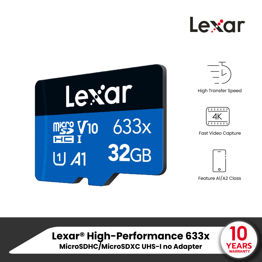 Lexar MicroSD 633x UHS-I (ไมโครเอสดีการ์ด)noAdapter upto 100MB/s read เมมโมรี่การ์ด IPCam Mobile Phone ราคา 169 บาท*ส่งฟรี