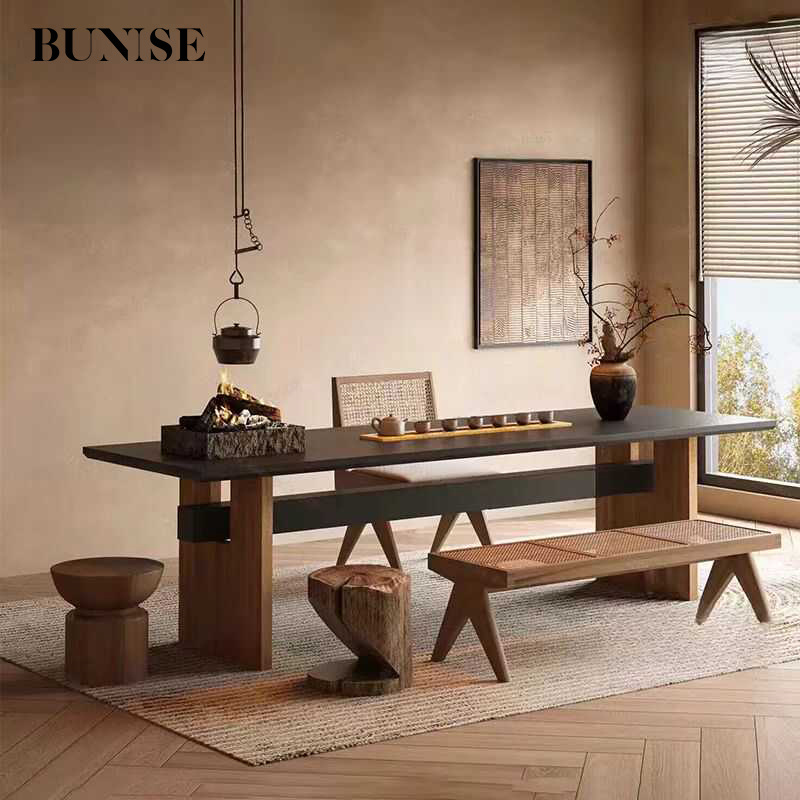 Bunise solid wood dining table Scandinavian antique style model SD16 long table dining table group or family activities desk conference table 1-8 seats solid wood modern style-Scandinavian ราคา 30,713 บาท*ส่งฟรี