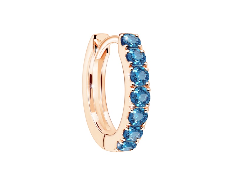 Prima Earrings Decorated with London Blue Topaz Huggie Collection Gems, 9K Rose Gold Setting, Product Code 993E0002-Sg (Price Per Piece) ราคา 5,175 บาท*ส่งฟรี