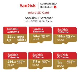 สินค้า sandisk Micro Sd Card Extreme 32GB 64GB 128GB 256GB 512GB A2 รุ่นใหม่ SDXC Class u3 อ่าน 190Mb/S เขียน 130Mb/S* (SDSQXAA) ไมโครเอสดีการ์ด แซนดิส เมมโมรี่ แท็บเล็ต โทรศัพท์