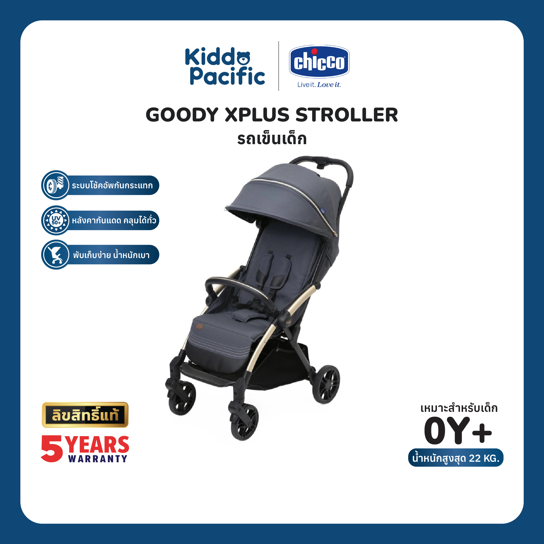 รถเข็นเด็กพับได้ Chicco Goody Xplus , , พับอัตโนมัติ, ล้อดูดซับแรงกระแทก ราคา 13,995 บาท*ส่งฟรี