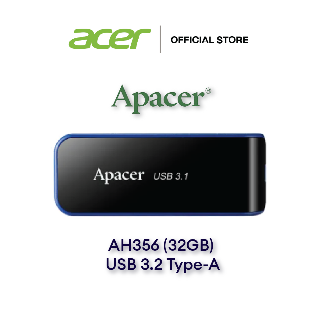 Apacer AH356 (32GB) Black HANDY DRIVE/ USB 3.2 Gen 1 (AP32GAH356B-1) ราคา 115 บาท*ส่งฟรี