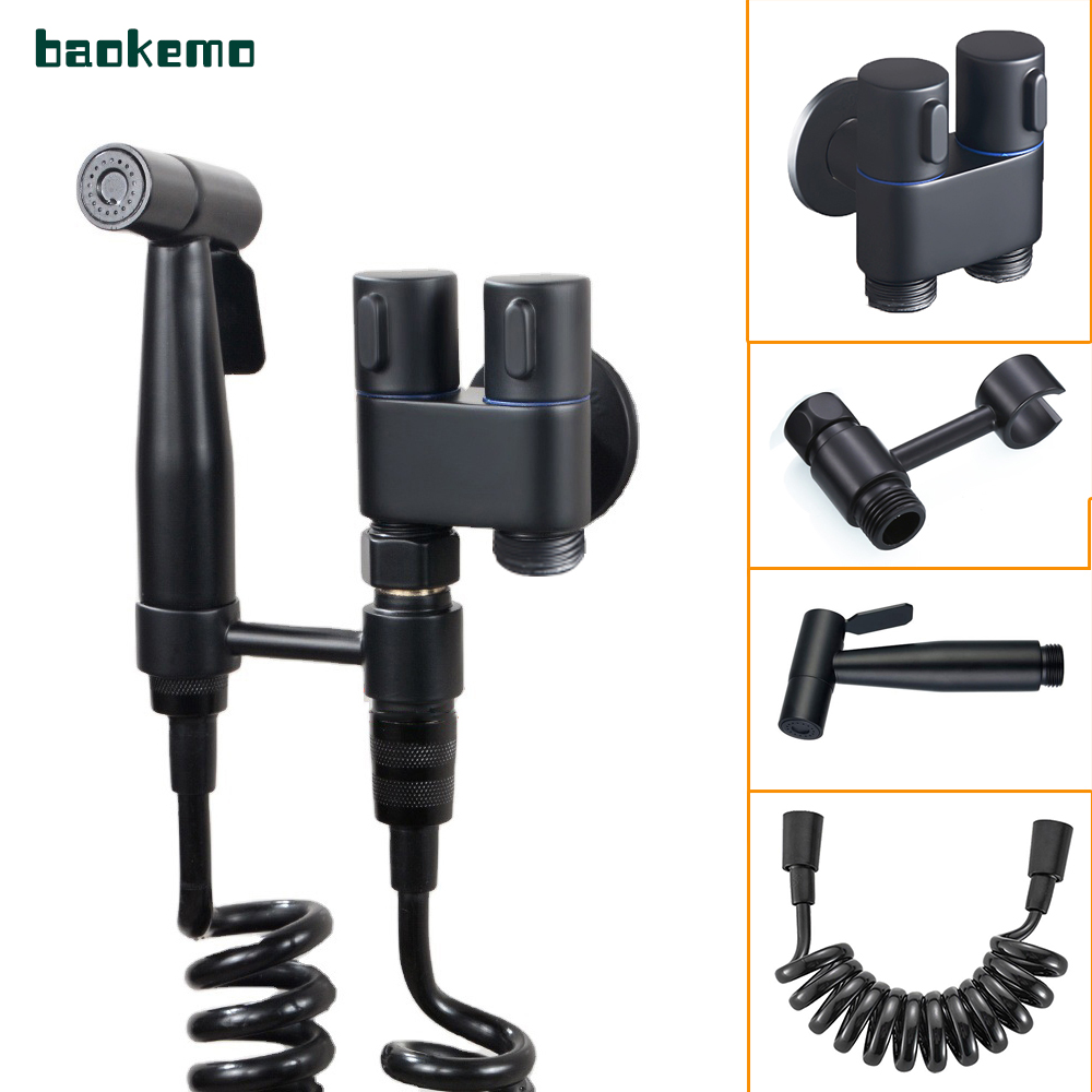 baokemoครบชุดทองแดงสามทางมุมวาล์วแตะห้องน้ำก๊อกน้ำที่มีผู้ถือสเปรย์โถปัสสาวะหญิงและท่อที่มีความยืดหยุ่นชุดเครื่องพ่นสารเคมีสุขาภิบ ราคา 229 บาท*ส่งฟรี