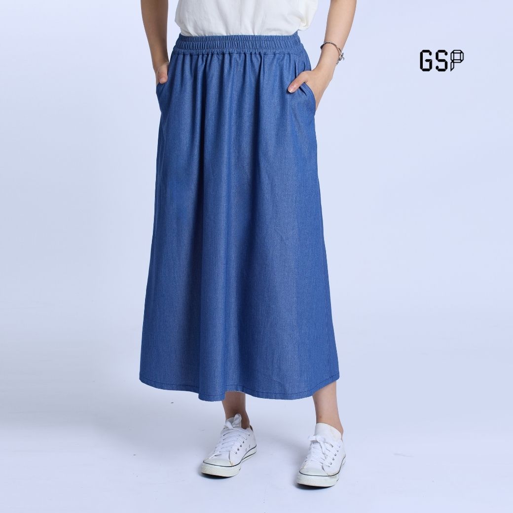 Gsp - Soft Denim a Skirt, Long Skirt, Blue, P9Yebu ราคา 1,990 บาท*ส่งฟรี