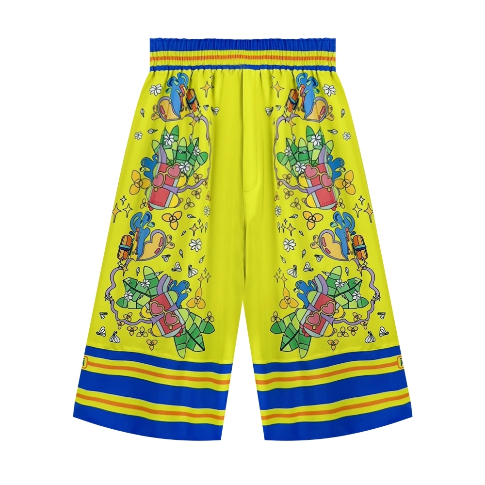 PRE-ORDER 10-14 days iconic lemon Splash shorts elastic waist printed water gun print work pants silk pants luxury pants high waist pants ราคา 5,494 บาท*ส่งฟรี
