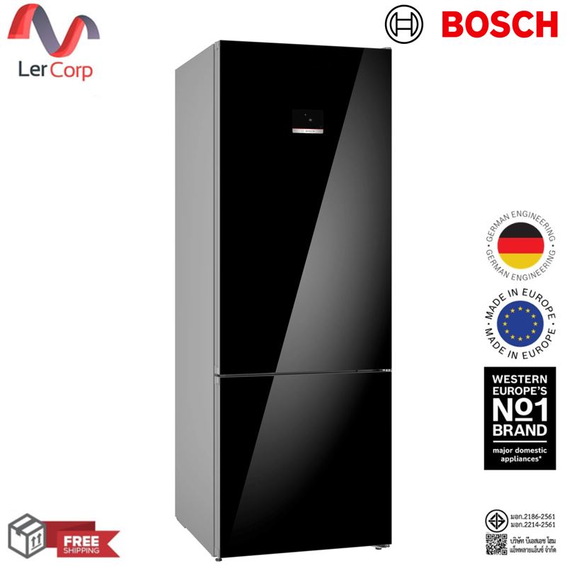 (BOSCH) ตู้เย็นพร้อมช่องแช่แข็งด้านล่างแบบวางลอยตัว สีดำ รุ่น KGN56LB41Q ราคา 58,096 บาท*ส่งฟรี