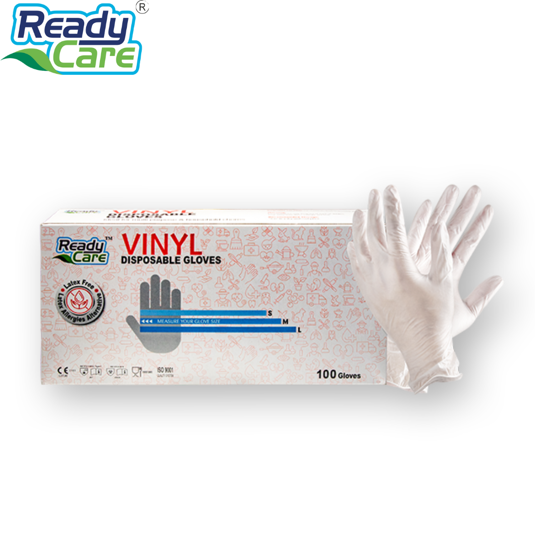 (ซื้อ1ฟรี1 ) ถุงมือยางไวนิล (Vinil) จำนวน 100 ชิ้น/กล่อง ไม่ก่อให้เกิดการแพ้ เหมาะสำหรับจัดอาหาร แบรนด์เรดดี้แคร์ ราคา 88 บาท*ส่งฟรี