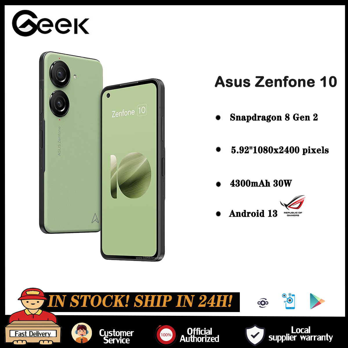 Global Version ASUS Zenfone 10 5G Snapdragon 8 Gen 2 5.9'' 144Hz AMOLED Screen 4300mAh Battery IP68 waterproof NFC 2023 New ราคา 33,599 บาท*ส่งฟรี
