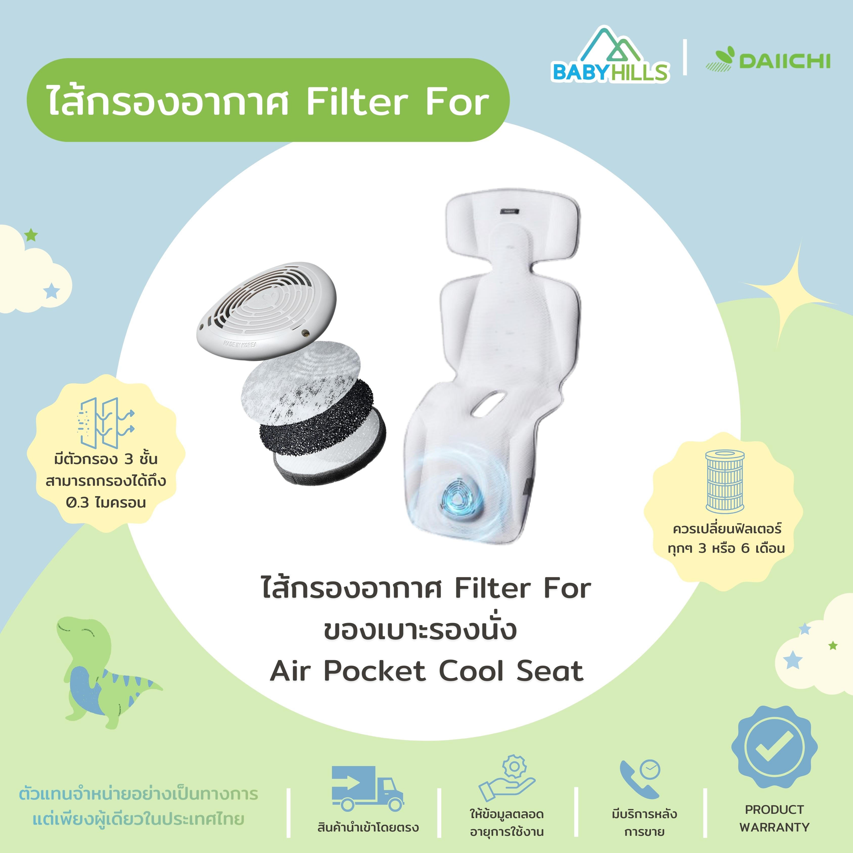 DAIICHI - Filter For Air Pocket Cool Seat ไส้กรองอากาศสำหรับเปลี่ยน เบาะรองนั่งบนคาร์ซีทหรือรถเข็นเด็ก เบาะรองนอนสำหรับเด็ก ราคา 550 บาท*ส่งฟรี