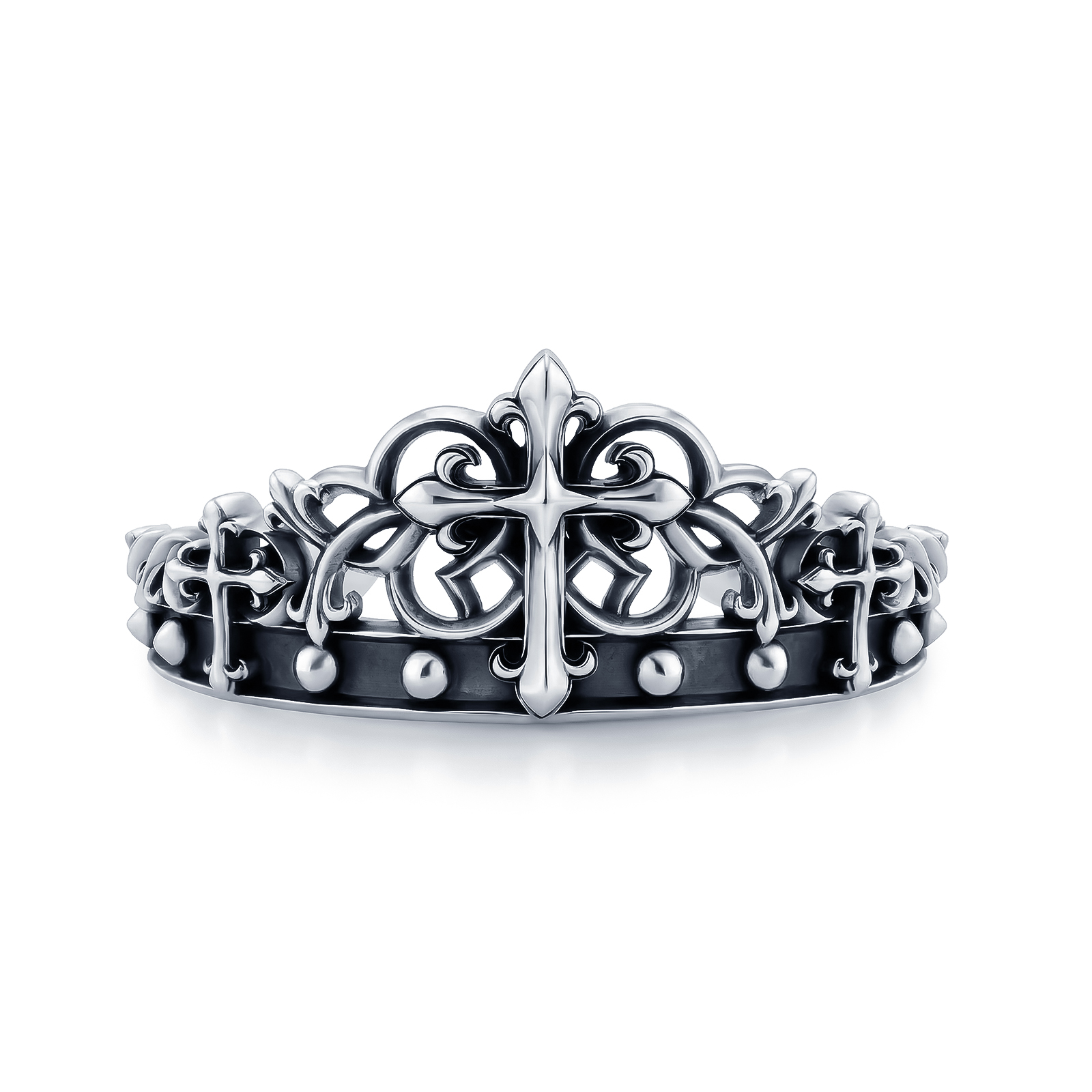 Ake Ake the Fierce Triregnum Vicar 925 Sterling Silver Bracelet with a Sacred Crown Pattern, Special Polished Finish, and Black Engraved Pattern. ราคา 45,656 บาท*ส่งฟรี
