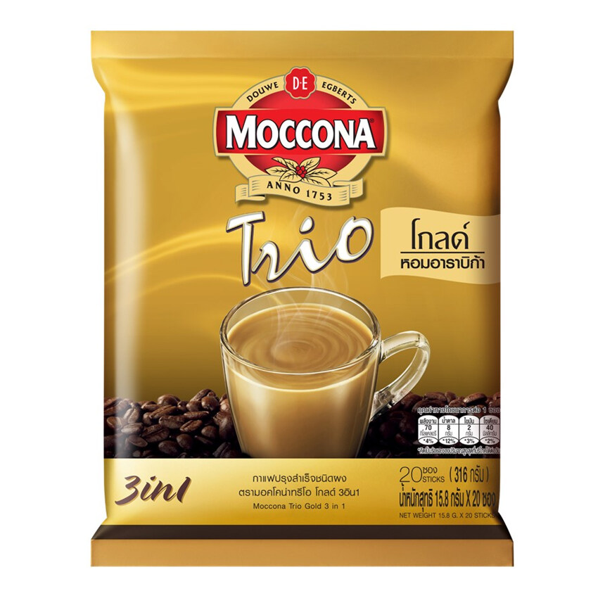 MOCCONA มอคโคน่า กาแฟปรุงสำเร็จชนิดผง 3อิน1 ทรีโอโกลด์ 15.8 กรัม x 20 ซอง