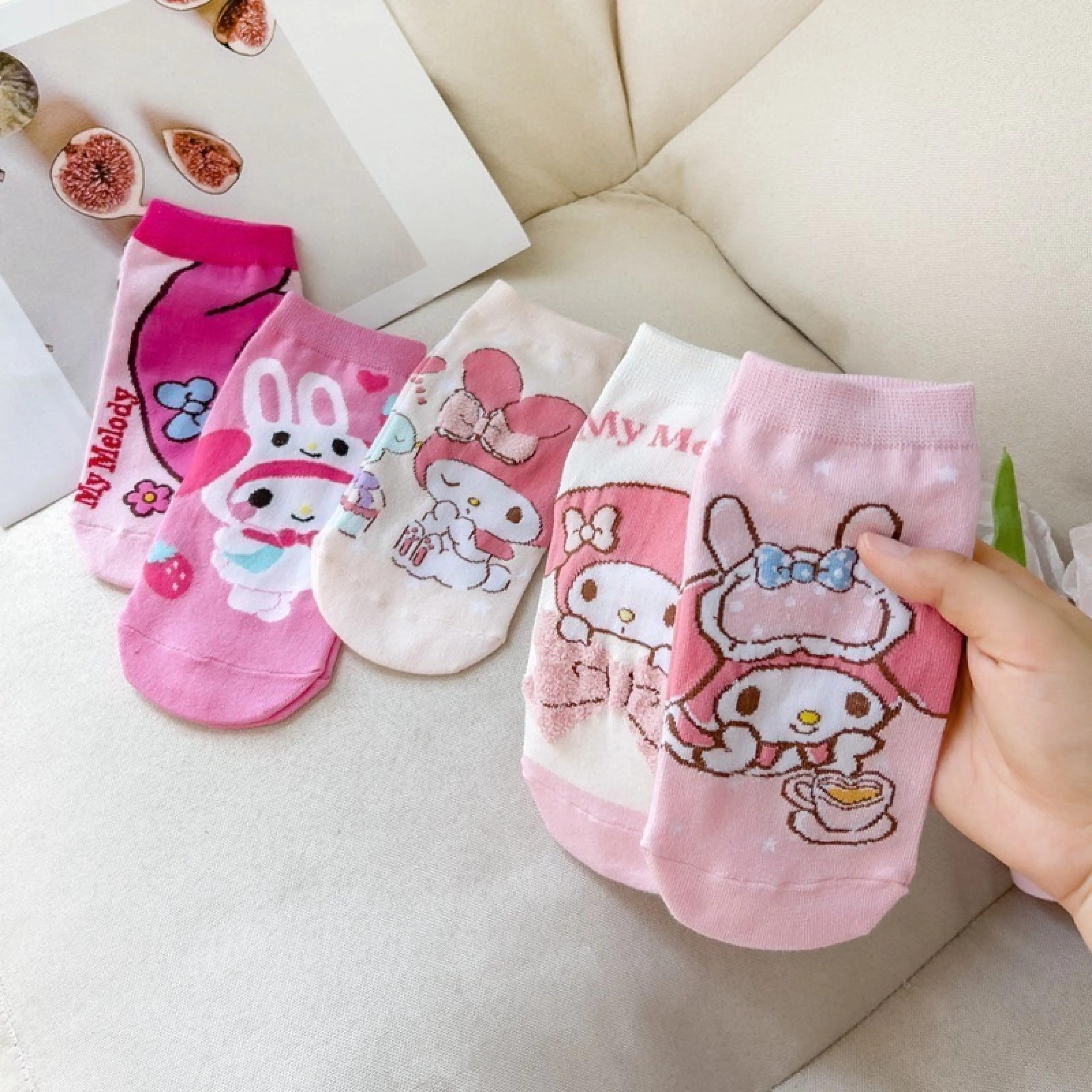พร้อมส่ง แพ็ค 1 คู่ ถุงเท้า ข้อยาว ข้อสั้น ลายการ์ตูนน่ารัก ๆ ใส่สบาย สไตล์เกาหลี เนื้อผ้าระบายอากาศได้ดี
