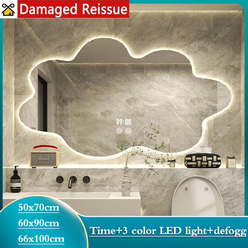 Intelligent Bathroom Mirror LED Light Wall Mounted Makeup Mirror Internet Famous Dressing Table Supplementary Light Mirror Creative Shaped Luminous Mirror ราคา 2,300 บาท*ส่งฟรี