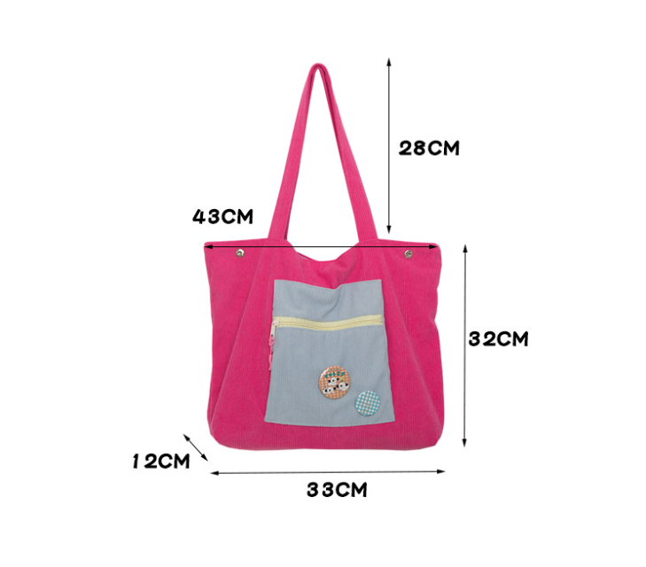 มุมมองเพิ่มเติมเกี่ยวกับ กระเป๋าสะพายข้างแบบลำลองผ้าลูกฟูกความจุขนาดใหญ่กระเป๋าโท้ทสำหรับผู้หญิงรุ่นใหม่ กระเป๋าสะพาย กระเป๋าสะพายข้าง