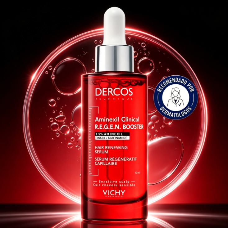 Vichy Dercos Aminexil R.E.G.E.N. Hair Root Nourishing Serum Clinical Formula to Reduce Hair Loss Problems Restores Weak Hair Roots Stimulates New Hair Growth Gentle Formula, Does Not Irritate the Scalp, Can Be Used by All Types. ราคา 469 บาท*ส่งฟรี