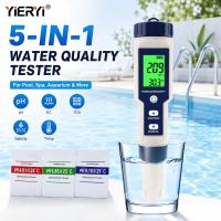 Yieryiใหม่5-In-1ตัวทดสอบคุณภาพPH/EC (การนำไฟฟ้า) /TDS (Ppm)/ความเค็ม (Ppt)/เครื่องวัดอุณหภูมิพืชสวนกันน้ำ