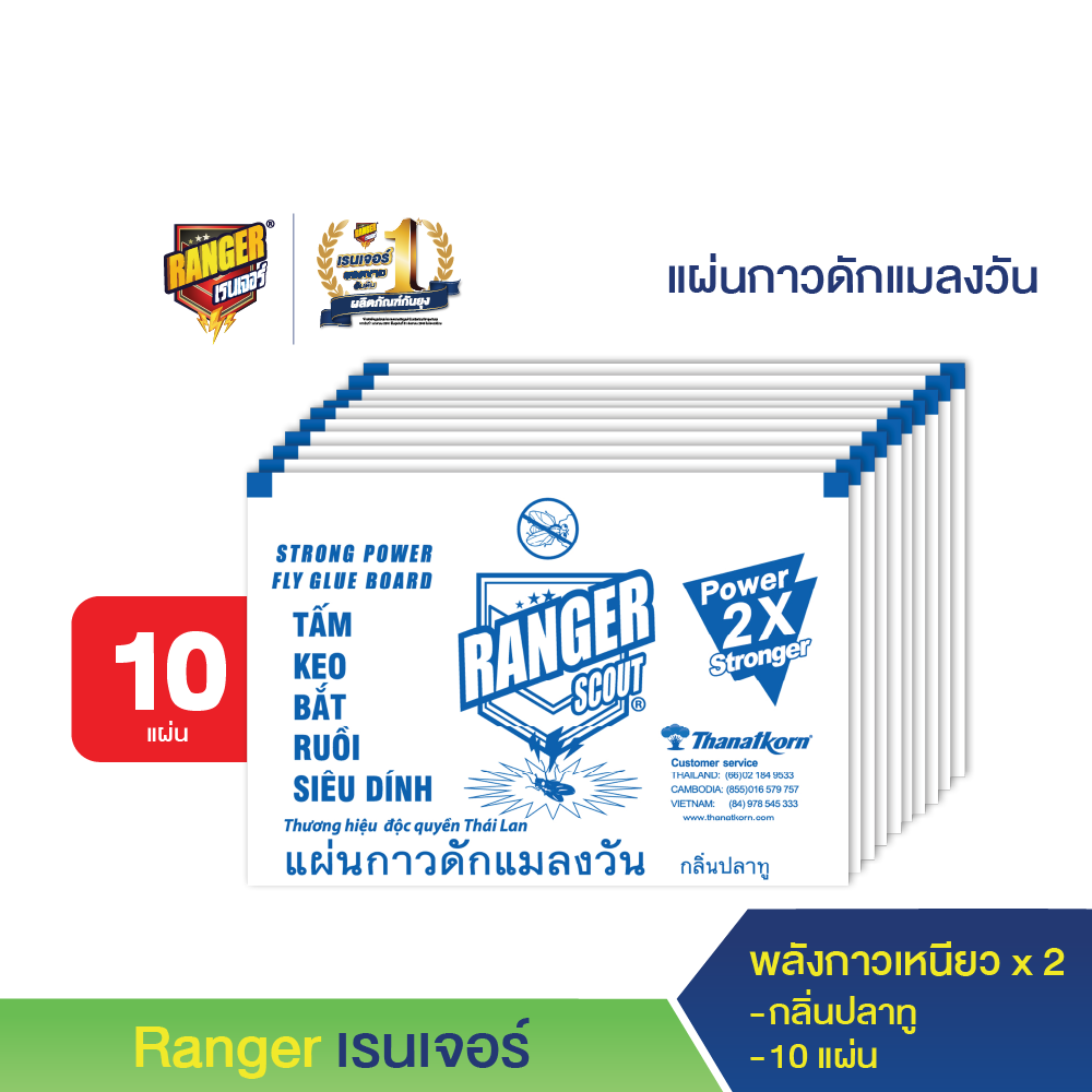 เรนเจอร์ กาวดักแมลงวัน กลิ่นปลาทู (แพ็ค 10 แผ่น) ราคา 50 บาท*ส่งฟรี