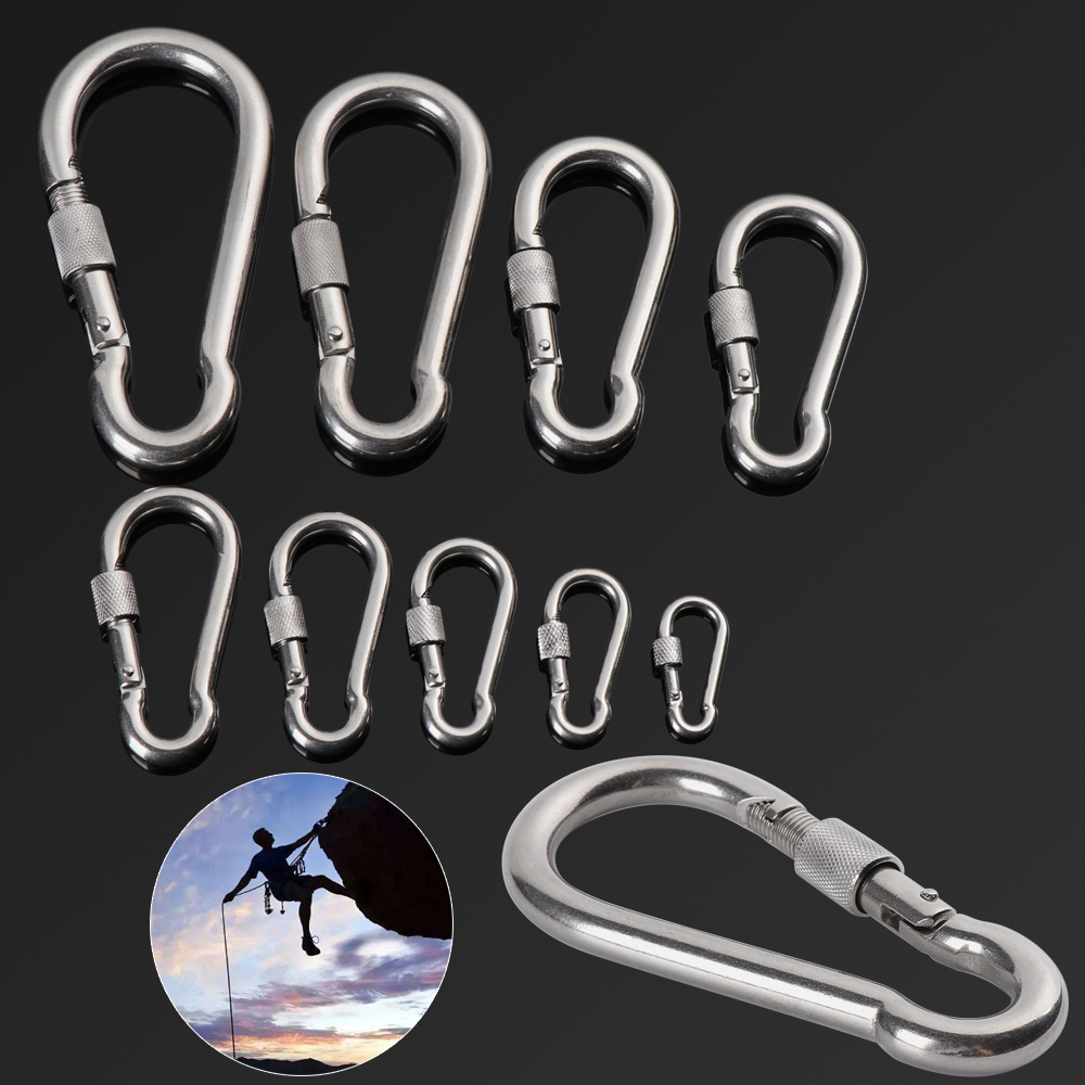 QIANGNAN6 Spring Snap Outdoor Climbing Gear 304 Stainless Steel M4~M12 Safety Snap Hook Lock Ring Carabiner Travel Kit