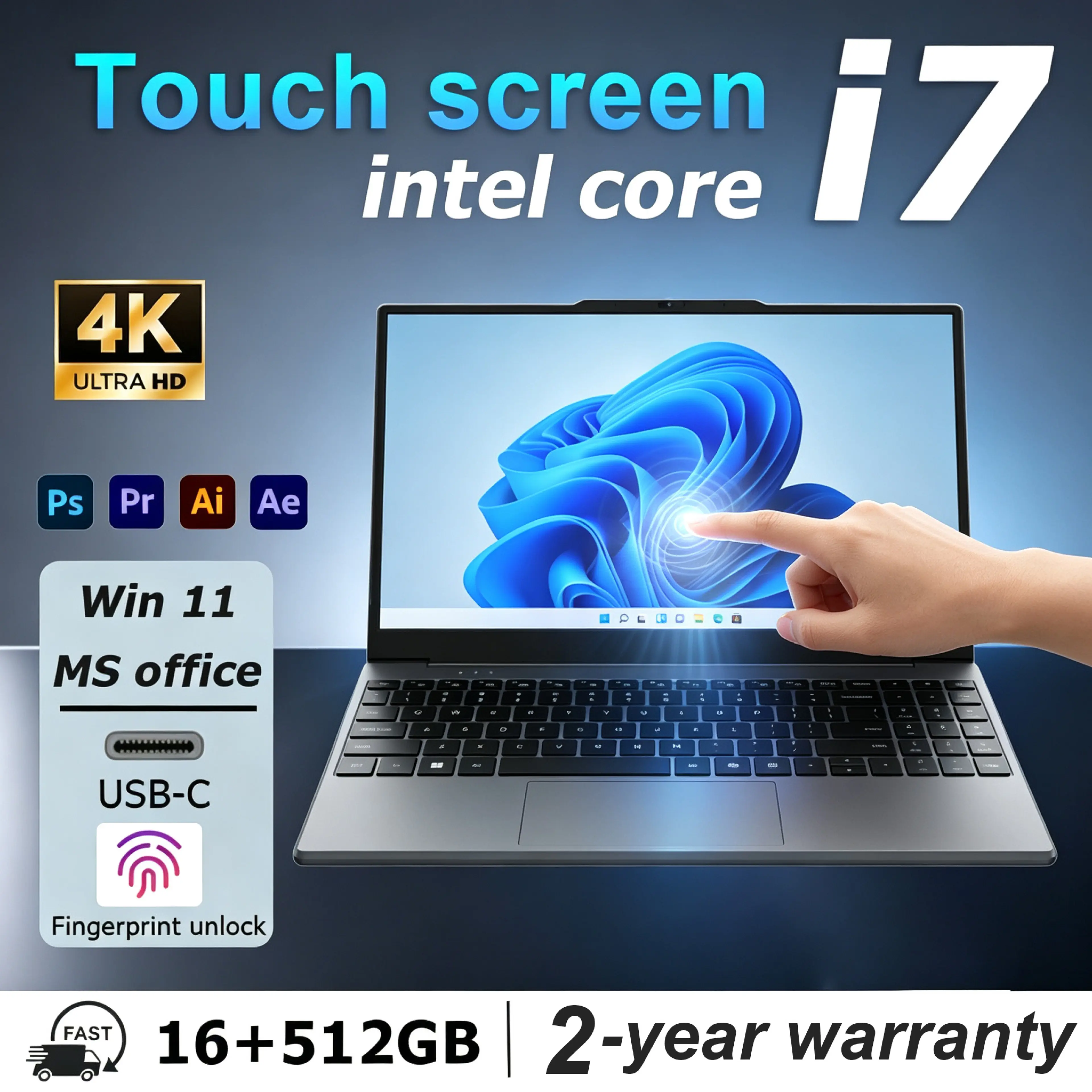 【Touch Screen】Brand New Powerful Office / Gaming Intel Core I7-9750H Laptop with Free Accessories + Ms Office + Windows 11 Ram 16Gb + Ssd 1Tb 2 Year Warranty