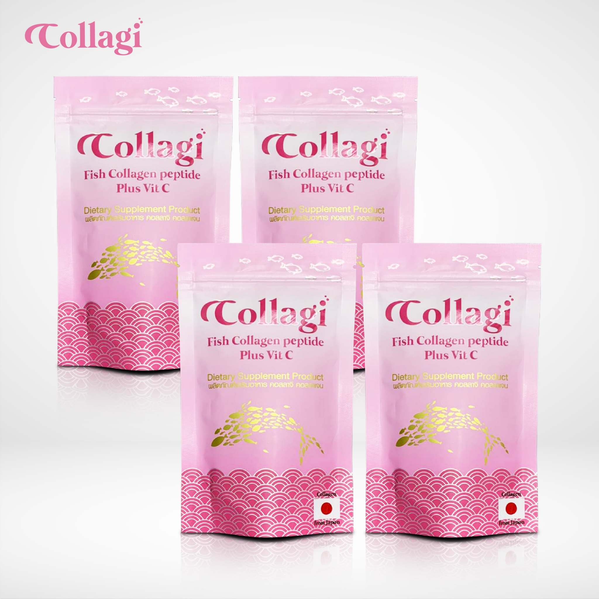 Collagi Collagen peptide 50,000 mg. plus vitamin c 30mg. คอลลาจิ คอลลาเจนจากประเทศญี่ปุ่น เพิ่ม วิตามินซี 30มล. (4ซอง) ราคา 440 บาท*ส่งฟรี