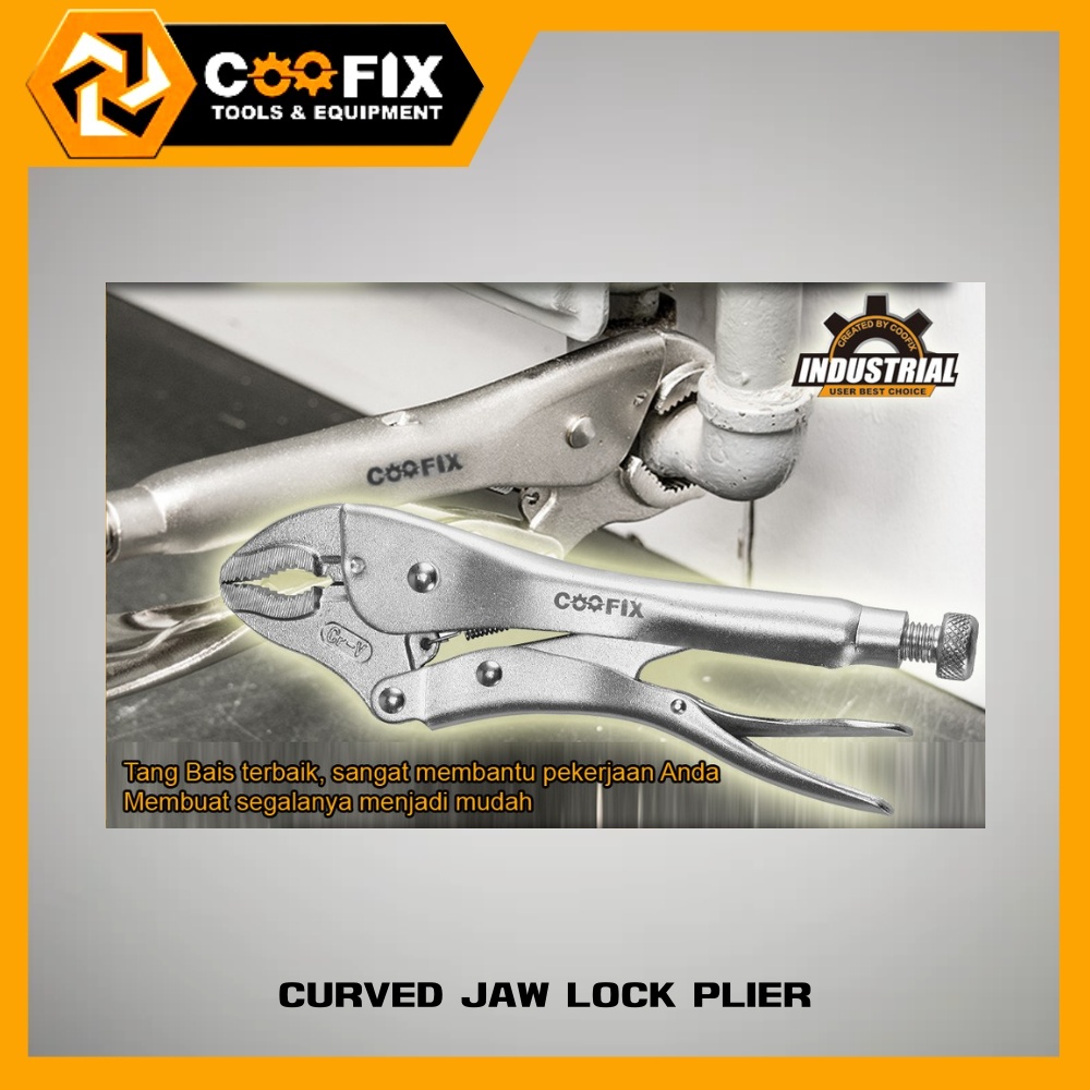 รูปภาพรายละเอียดของ COOFIX คีมล็อก ปากโค้ง  10"x250mm รุ่น CFH-A09001-10 CURVED JAW LOCK PLIER คีม คูฟิกซ์ เครื่องมือ เครื่องมือช่าง