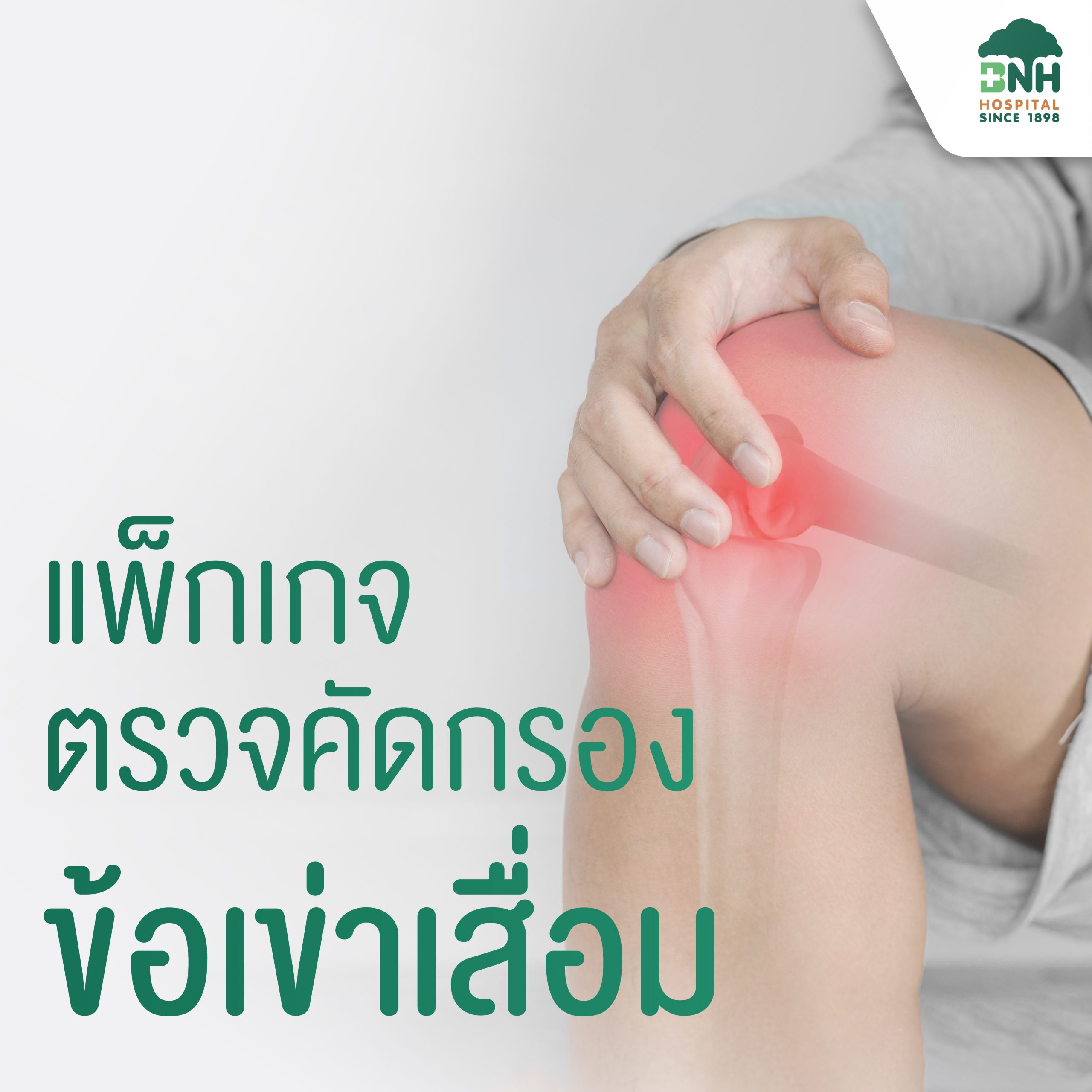 [E-Coupon] แพ็กเกจตรวจคัดกรองข้อเข่าเสื่อม (X-Ray ข้อเข่า) โรงพยาบาลบีเอ็นเอช BNH Hospital ราคา 1,690 บาท*ส่งฟรี