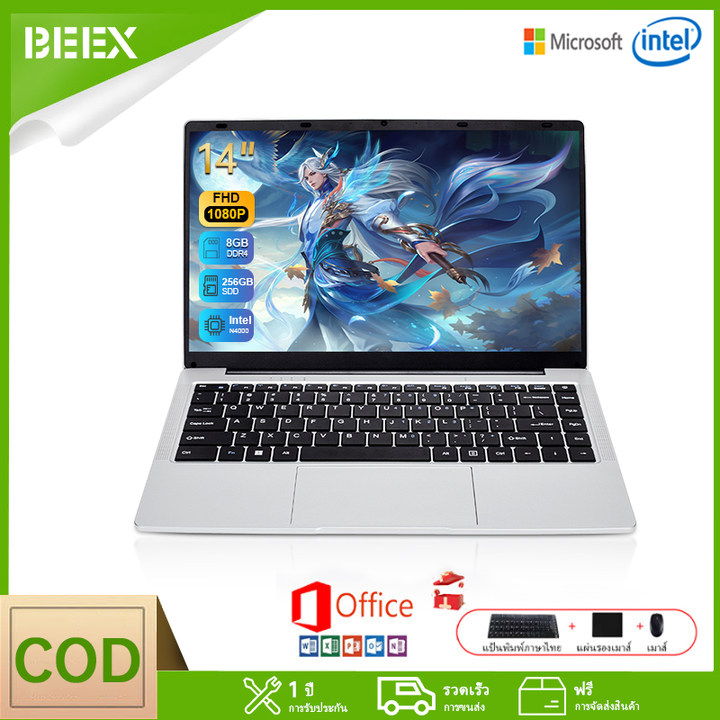 Beex mini laptop 14 "IPS screen Intel Celeron n4000 8G RAM 512g SSD M.2 laptop can open 180 ° Windows 11 built-in webcam Port ราคา 5,899 บาท*ส่งฟรี