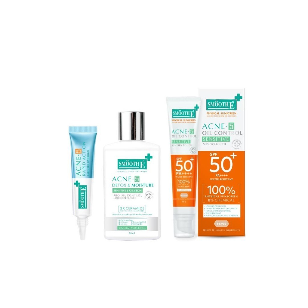 [Set 5] Smooth E Acne Set สำหรับผิวมัน เป็นสิว บำรุงผิว ราคา 1,299 บาท*ส่งฟรี