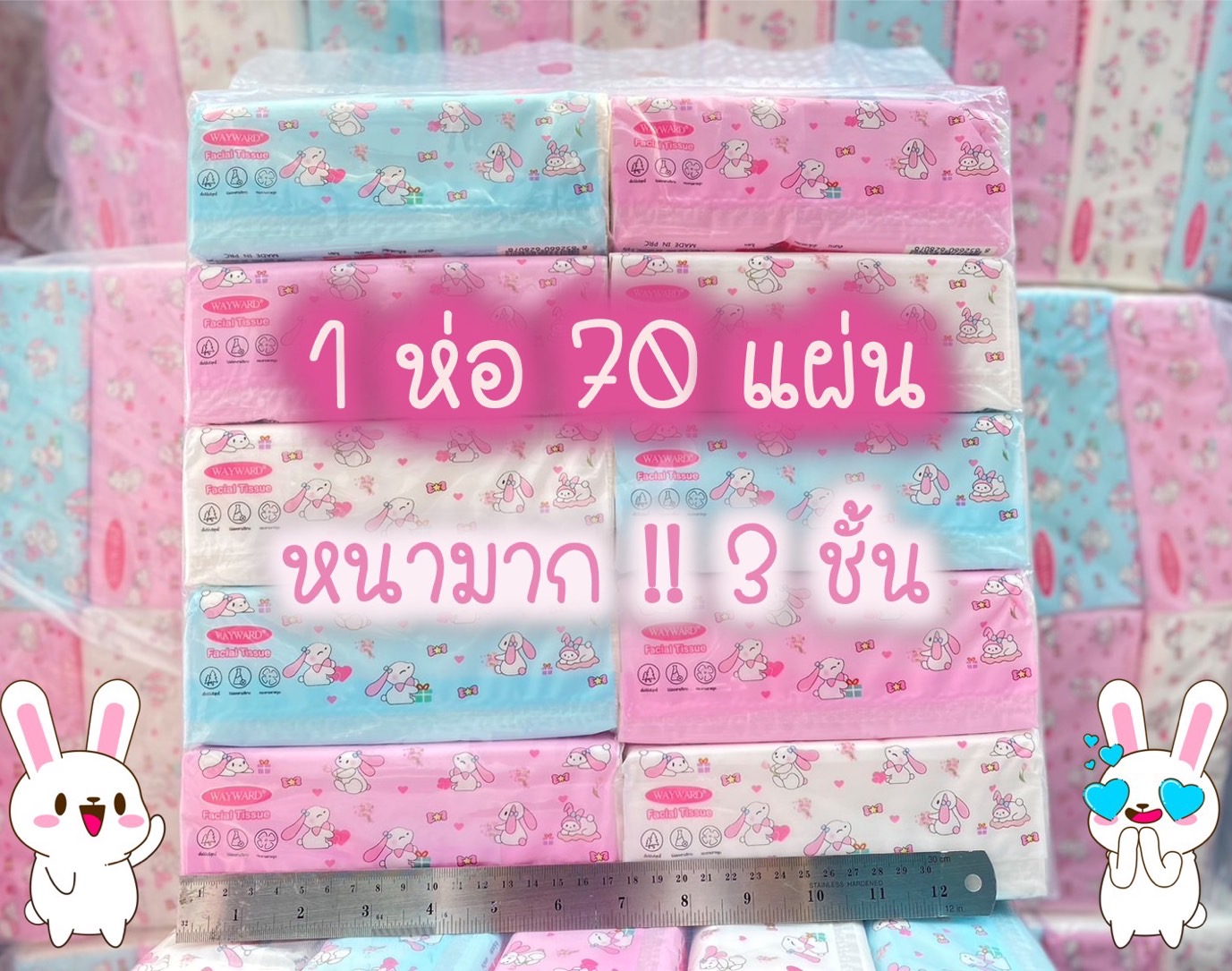ส่งฟรี‼️✅?? ทิชชู่เช็ดหน้า 1ห่อ / 10ห่อ / ทิชชู่ยกแพ็ค ลายใหม่น่ารักๆ  ห่อหนามาก!! 70 แผ่น 3 ชั้น 1 หิ้ว