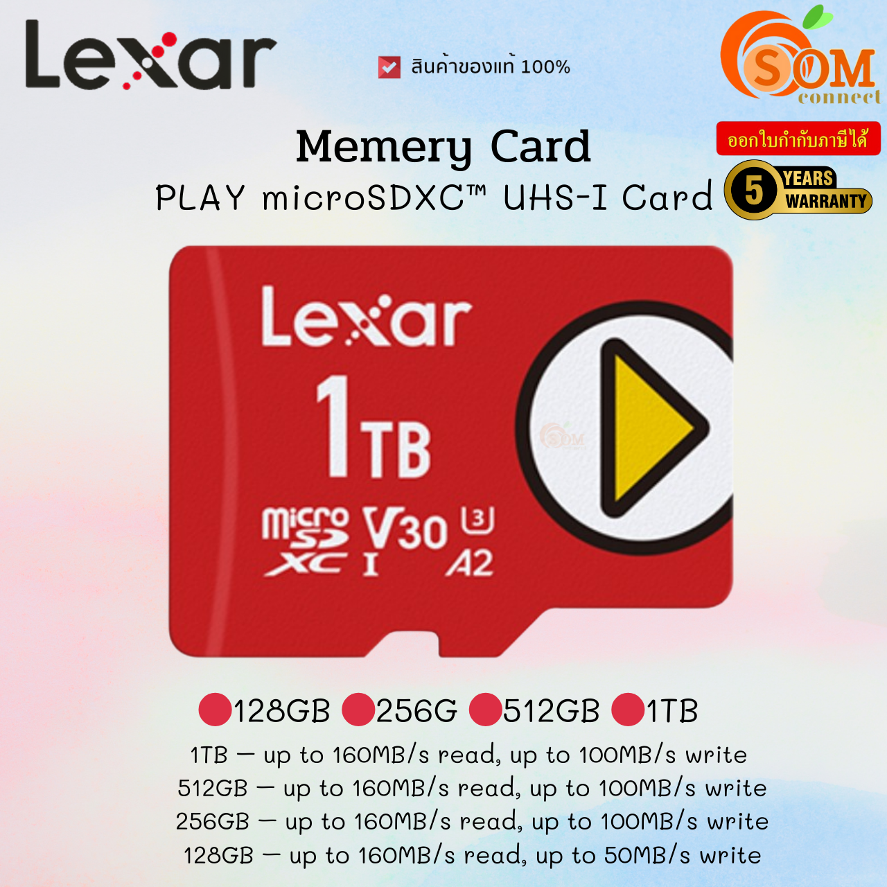 Lexar® PLAY microSDXC™ UHS-I Card 512gb/1Tb ประกัน 5 ปี ราคา 1,849 บาท*ส่งฟรี