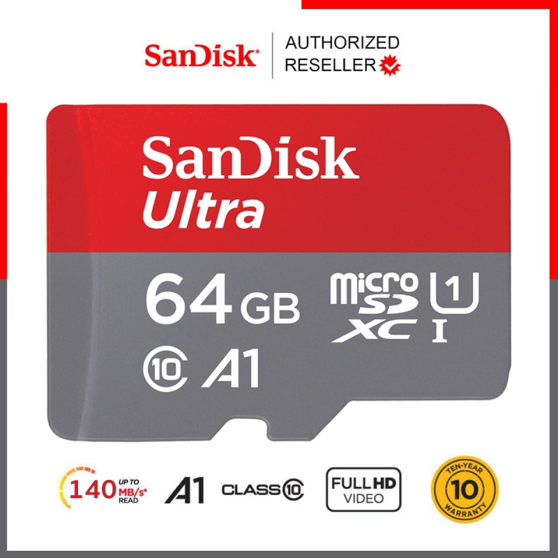 ภาพหน้าปกสินค้าSanDisk Ultra MicroSDXC Card UHS-I Class10 A1 U1 ความจุ 64GB ความเร็วสูงสุด 140 MB/S เมมโมรี่ การ์ด แซนดิส ประกัน 10 ปี Synnex (SDSQUAB-064G-GN6MN) ใส่โทรศัพท์ มือถือ และแท็บเล็ต
