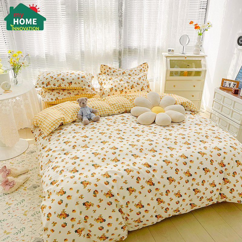 ผ้าปูที่นอน 5 ฟุต เนื้อผ้าคอตตอน 100% ผ้านวม ชุดผ้าปูที่นอน (ผ้าปูเตียง*1 (ไม่รัดมุม) / ปลอกหมอน*2 / ผ้าสำหรับใส่ topper *1") ราคา 1,099 บาท*ส่งฟรี