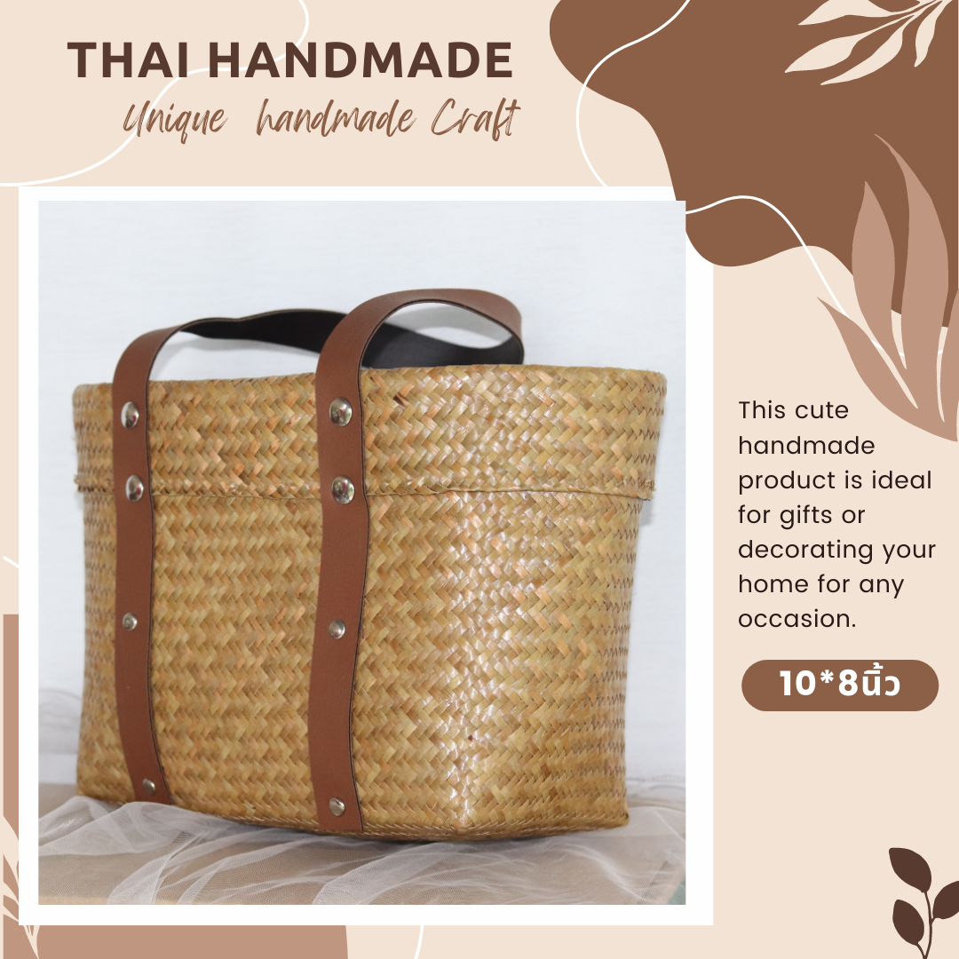 Distinctive Handwoven Krajood Bag with cane handles