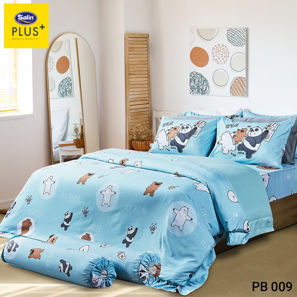 [New Collection] Satin Plus ใหม่ นุ่มมาก ชุดเซ็ทผ้าปูที่นอน 3.5 ฟุต (3 ชิ้น) + ผ้านวม 60"x80" WE BARE BEARS ลิขสิทธิ์แท้100% ราคา 1,290 บาท*ส่งฟรี