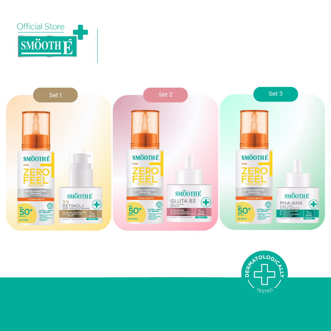 [Great Value Double Pack] Smooth E Sun Zero Feel Protection 30 G. & Smooth E Clinical Dose Serum 13 G. ราคา 1,035 บาท*ส่งฟรี