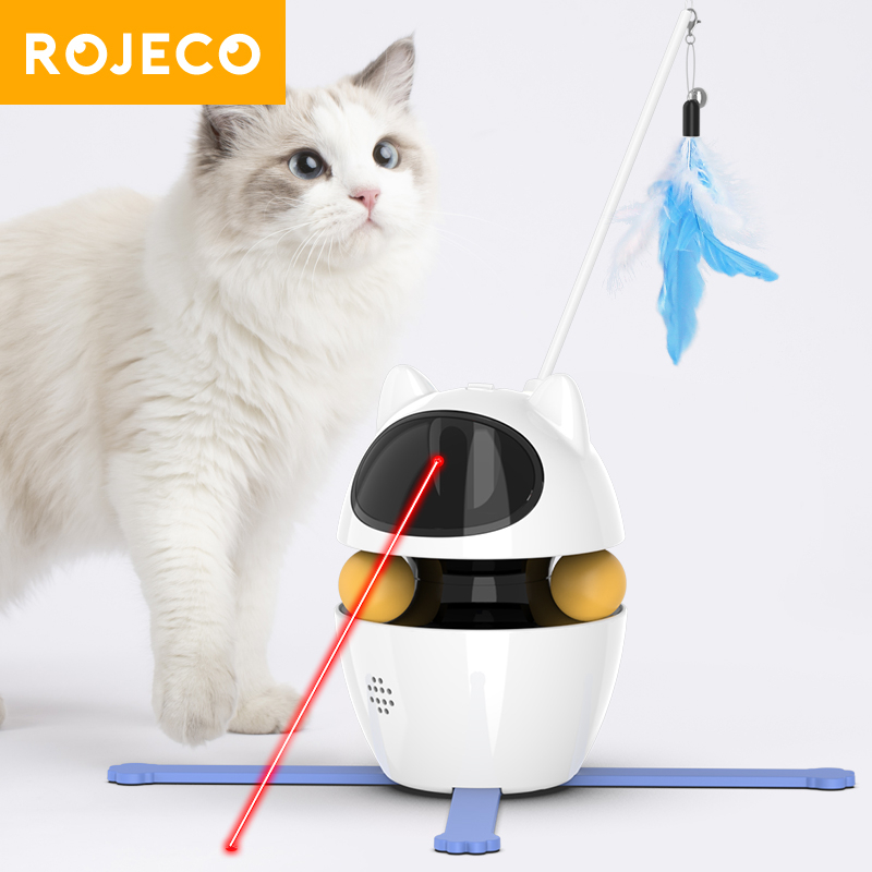 ROJECO 3-in-1 Automatic Cat Toys Indoor Electric Interactive Toys with Ball and Feather Automatic Chasing Exercising Laser Toy USB Rechargeable ราคา 789 บาท*ส่งฟรี
