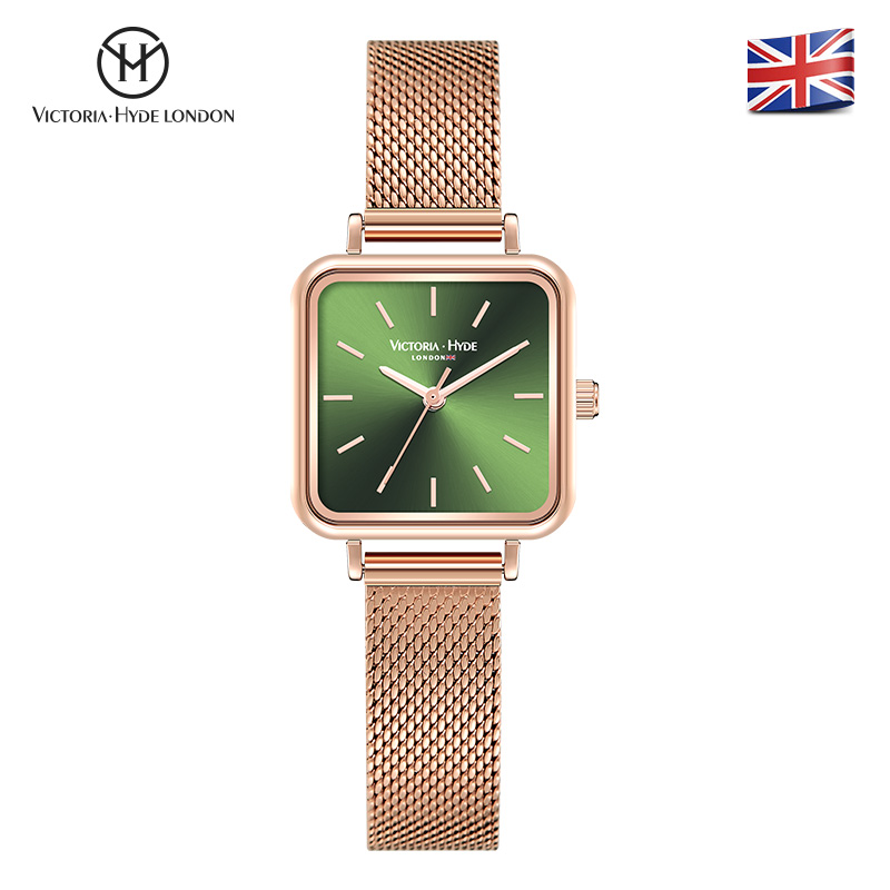 VICTORIA HYDE London Callisto women's square watch Retro Classic black leather strap black mica dial gold case women's watch 2 Years Warranty ราคา 4,399 บาท*ส่งฟรี