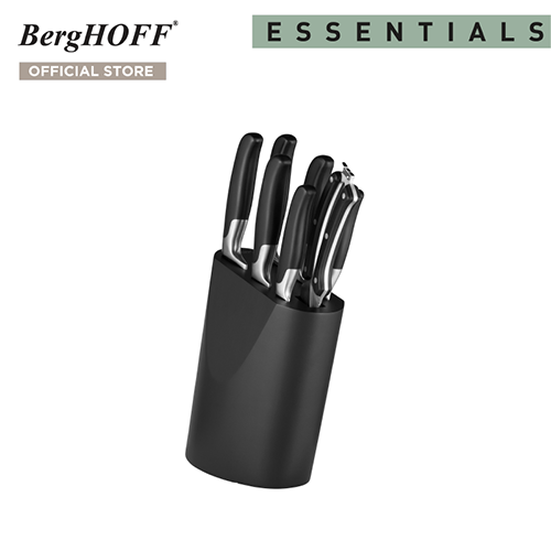 BergHOFF มีดสแตนเลสสตีลพร้อมบล็อกมีด รุ่นEssential -Onyx 8 ชิ้น ทนทาน สีเงิน บล็อกสีดำ 1308010 ราคา 7,192 บาท*ส่งฟรี