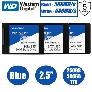 สินค้า Western Digital 1TB WD BLUE SSD Hard Disk SSD 250 GB 500GB 1TB HD 3D NAND 2.5 \"SATA III 6กิกะไบต์/วินาทีภายใน Solid State Drive สำหรับ PC Loptop 3 ปี พร้อมส่ง！ขายดี！！