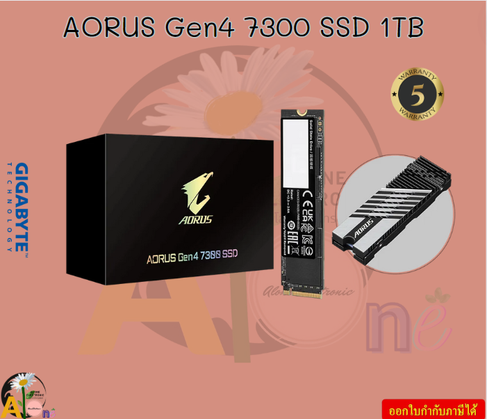 GIGABYTE AORUS Gen4 7300 SSD 1TB M.2 2280 PCI-Express 4.0 x4, NVMe 1.4 Read speed Up to 7300 MB/s 5Y ราคา 4,380 บาท*ส่งฟรี