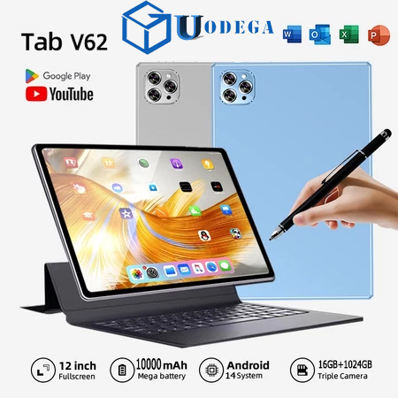 V62 แท็บเล็ตใหม่ Android 14 12inch หน้าจอขนาดใหญ่พิเศษหน่วยความจำ 16GB + ความจุ 1024GB สามารถเล่นเกมและดาวน์โหลดวิดีโอได้อย่างราบรื่น 10000mAh ความทนทานเป็นพิเศษบลูทู ธ 5GWiFi และอื่น ๆ แท็บเล็ตราคาถูกอเนกประสงค์สำหรับทุกความต้องการในชีวิต ราคา 2,099 บาท*ส่งฟรี