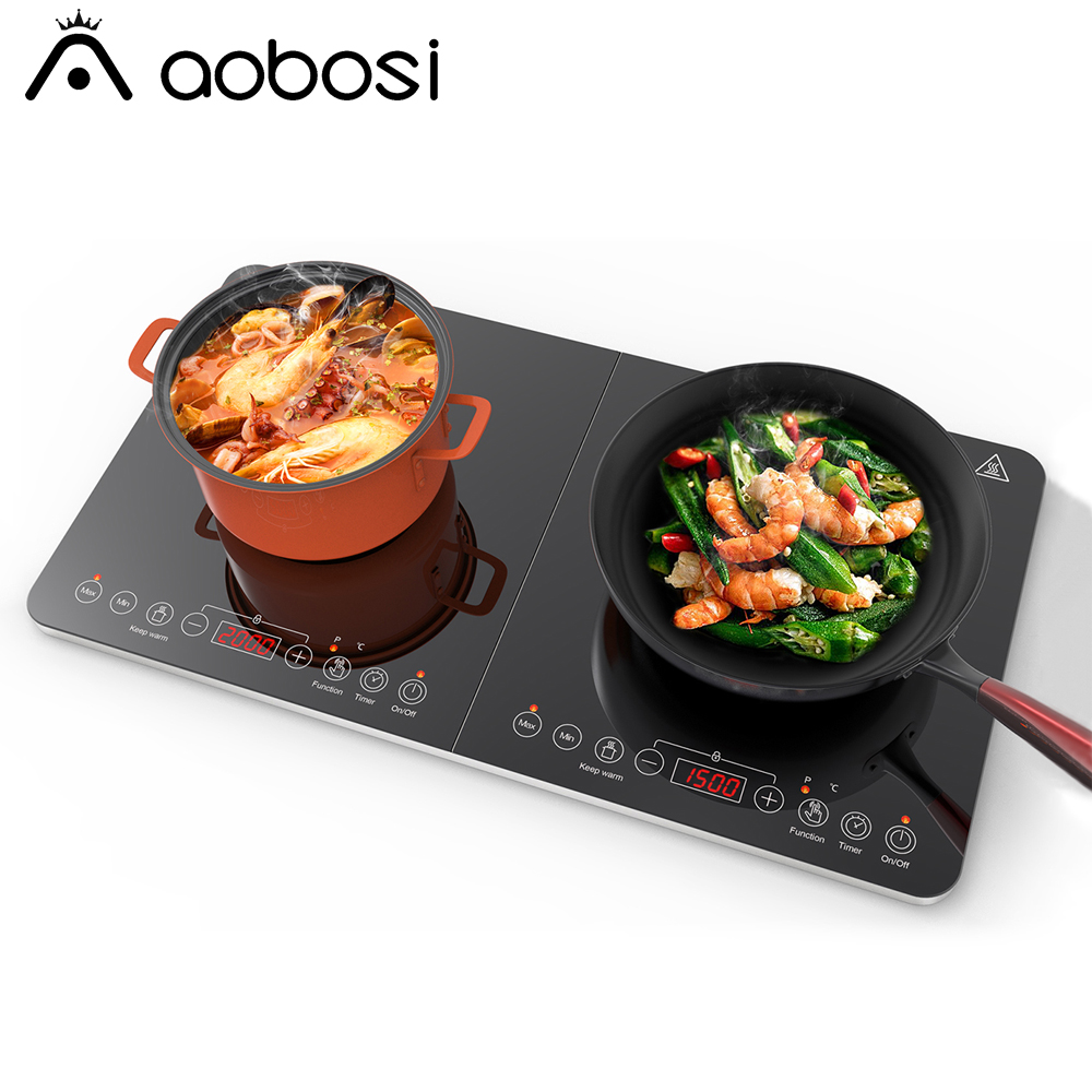 Aobosi 3500วัตต์ครัวไฟฟ้าเหนี่ยวนำคู่ Cooktop ทัชแพดเตาแม่เหล็กไฟฟ้าเตาคู่ครัวเรือนเหนี่ยวนำปรุงอาหาร ราคา  23,834 บาท*ส่งฟรี